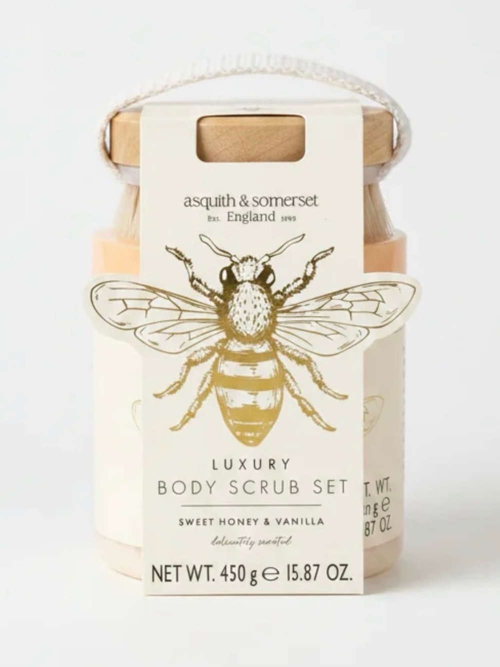 Luxury body scrub set- Sweet honey and Vanilla. With scrub brush